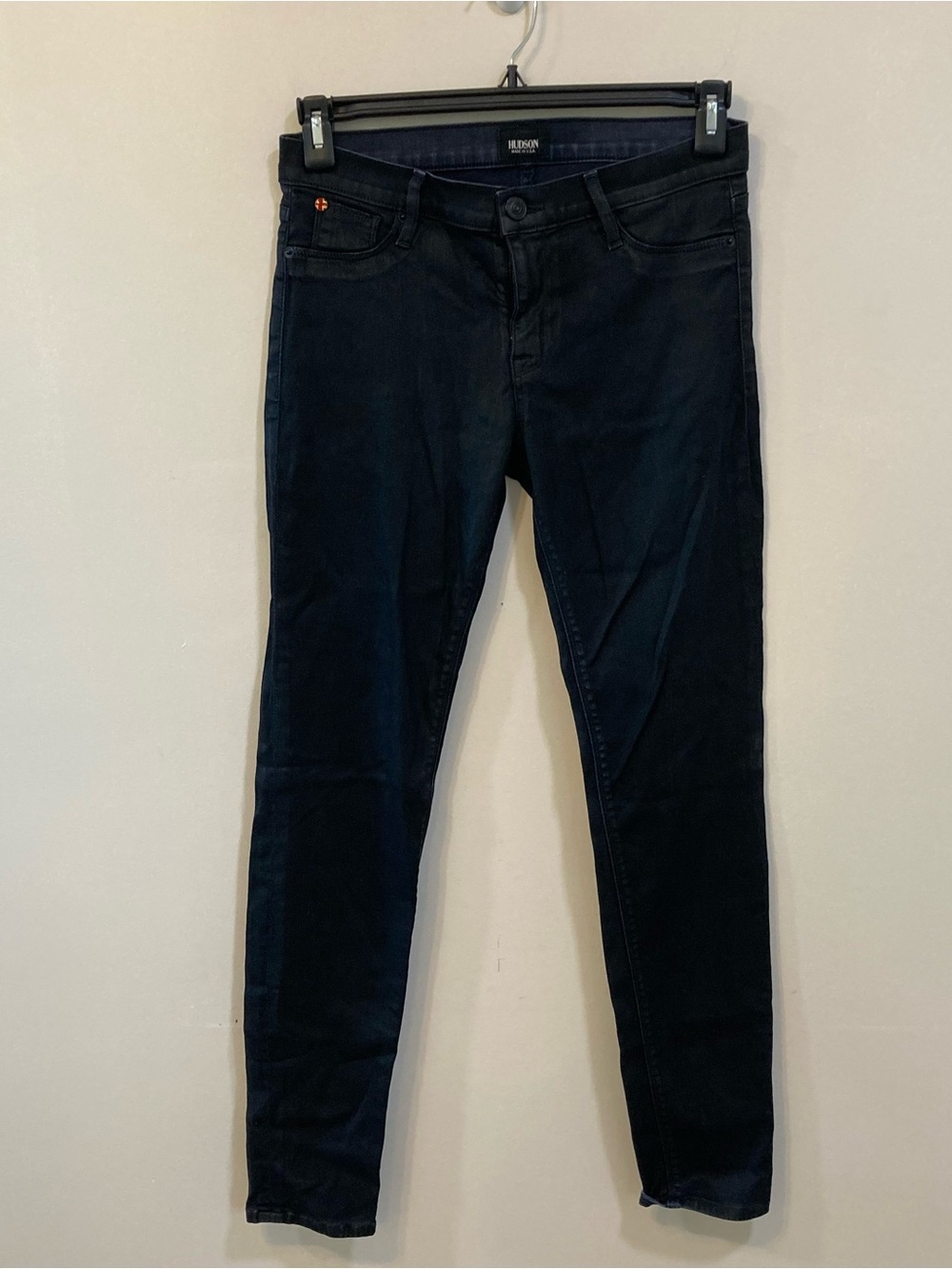 Hudson Nico Skinny Womens Sz 27 Black Dark Wash Denim Jeans Stretch 30" Inseam